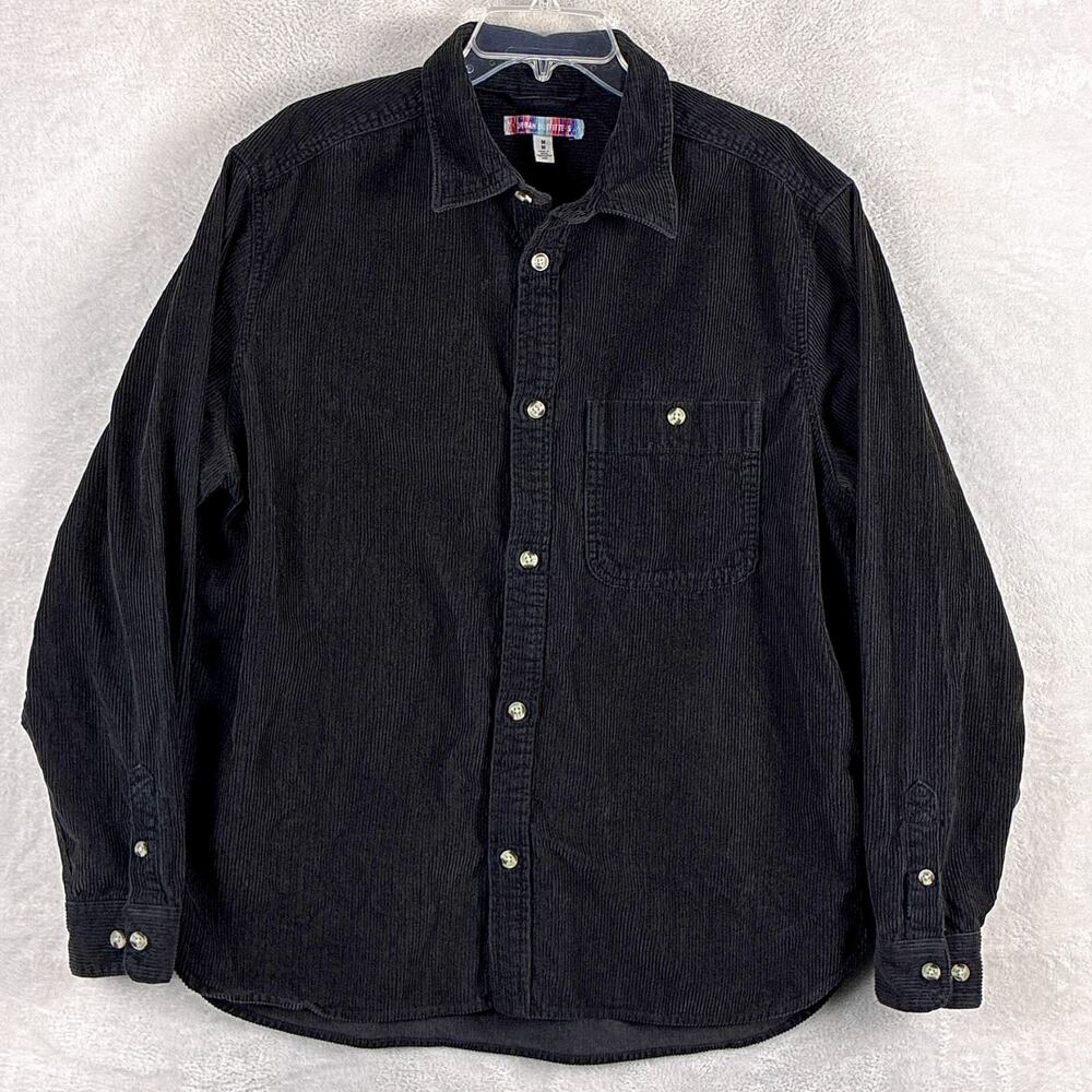 Urban Outfitters Shirt Men M Black Corduroy Thick Wale Loose Fit Workwear Y2K